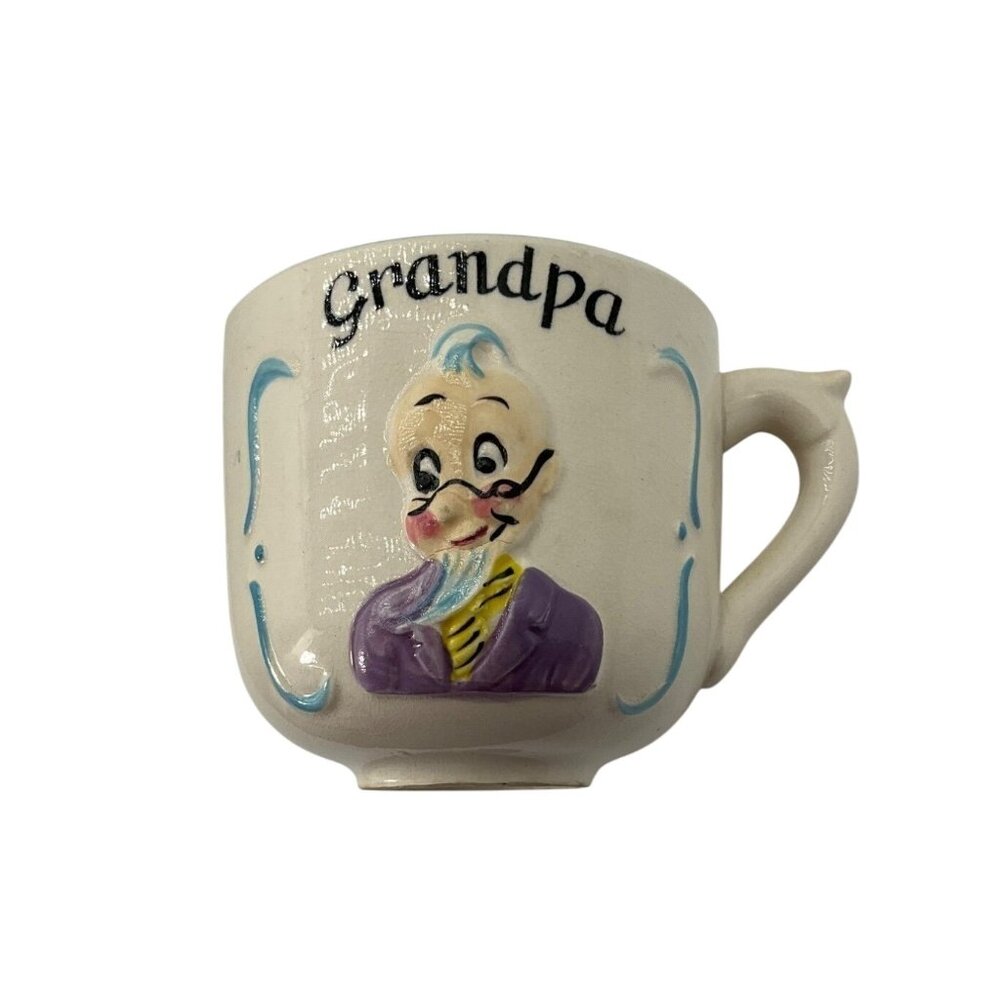 Vintage Ucagco Ceramics Made Japan Grandpa Coffee Mug Hand-Painted 1950's
